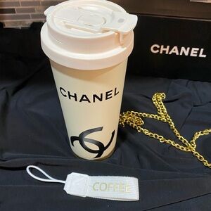 Quilted Coffee Cup Holder with Gold Chain